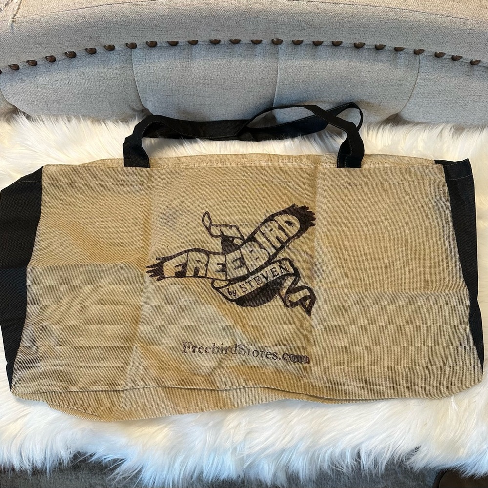Freebird by Steven Burlap Jute Tote Bag Reusable Shoulder Straps